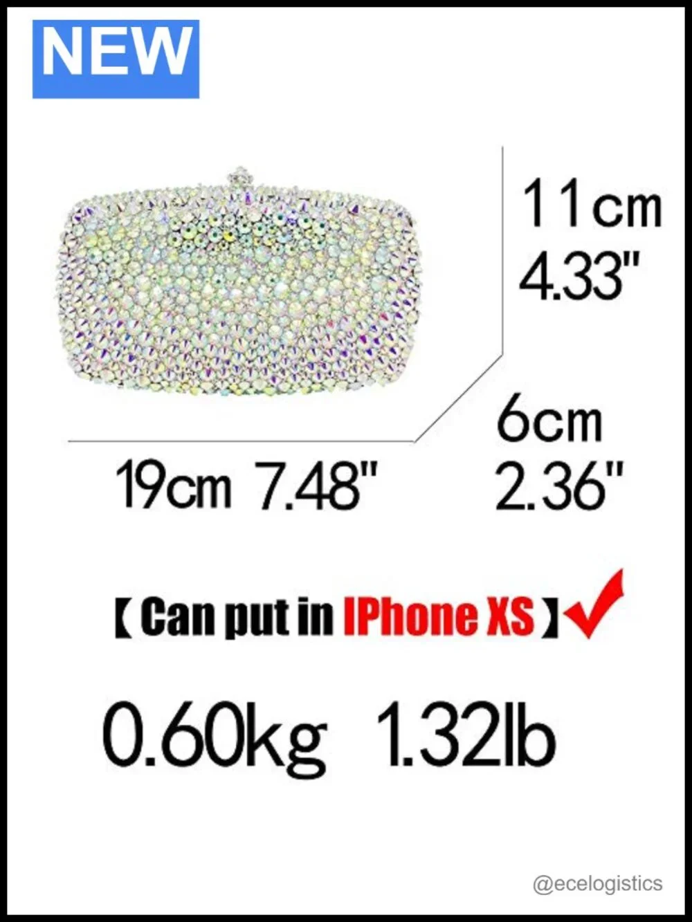 Crystal Rhinestone Clutch Bag with Chain Strap Evening Handbag